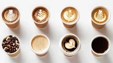 Wall Mural - Group of cups and saucers on a table, ready for a coffee break or meeting