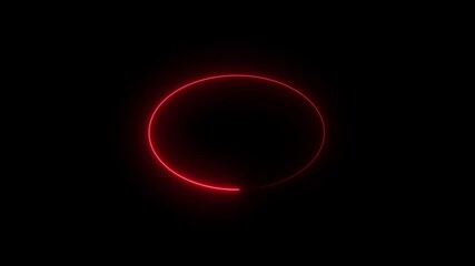 Wall Mural - neon abstract circle shape line animation on black background. neon circle frame. circle bar process