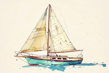 Wall Mural - Boat transportation watercraft sailboat.