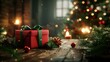 © FoxGrafy - Festive Christmas gift surrounded by holiday decorations