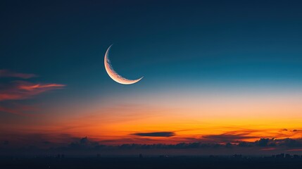 Wall Mural - Crescent moon at sunset