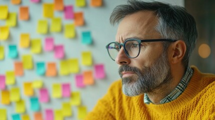 Wall Mural - Man with Glasses and Yellow Sweater