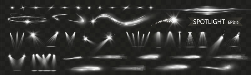 Wall Mural - light white speed and spotlight shine effect,glow line sparkle shine. silver white wavy effects.