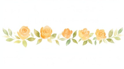 Poster - Orange roses divider watercolour illustration pattern flower plant.