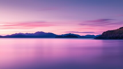 Wall Mural - Serene twilight over tranquil mountain lake