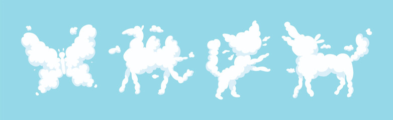 Sticker - Animal in Shape of Clouds in Blue Sky Vector Set