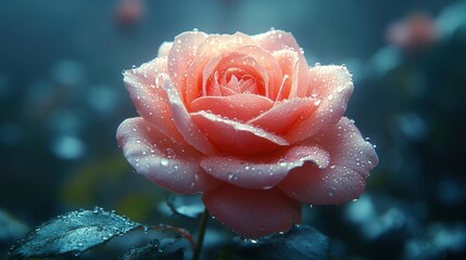 Wall Mural - Dew-Kissed Rose in Soft Light