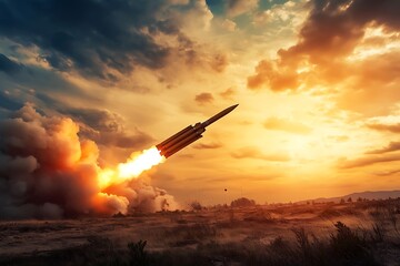 Wall Mural - Missile Launch at Sunset