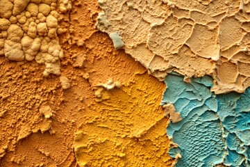 Wall Mural - textured wall with multicolored paint in abstract design
