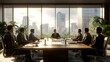 © Penatic Studio - Business Meeting in a Modern Office with City Skyline View