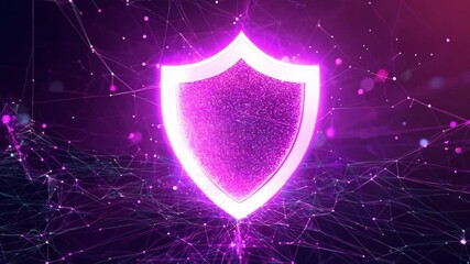 Wall Mural - a vibrant graphic showcases a glowing pink shield at its center, symbolizing protection against a da