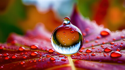 Poster - A leaf with a drop of water on it