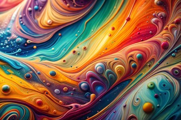 Wall Mural - close-up of swirling liquid paint in vibrant colors