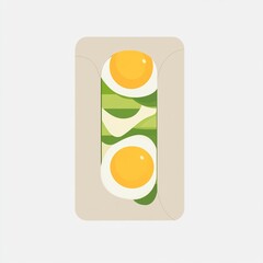 Poster - A minimalist illustration of two eggs on a bed of greens in a simple container.