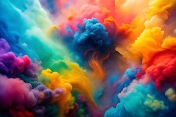 Poster - Swirling clouds of smoke in vibrant colors for abstract design