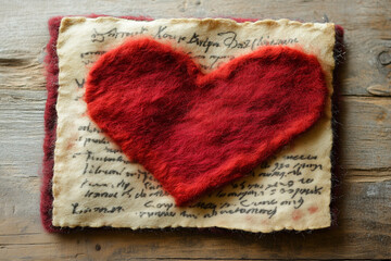 Wall Mural - red heart on a love letter valentine gift
