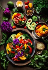 Sticker - colorful plant based dishes embraced bountiful array fresh natural ingredients wholesome culinary experience, antipasto, artisan, aromatic, bistro, bowl