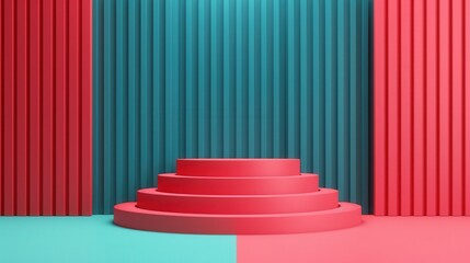 Wall Mural - abstract podium featuring intricate 3d tessellations, designed with a flat aesthetic, showcasing a b