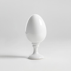 Canvas Print - A glossy white egg-shaped object on a pedestal against a minimalist background.