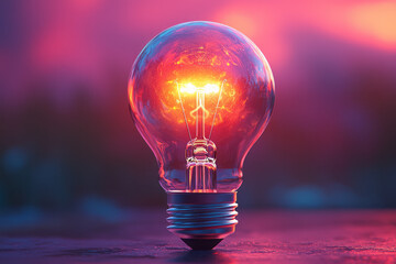 Poster - A lightbulb glowing brightly, symbolizing a new idea, isolated on a pastel backdrop,