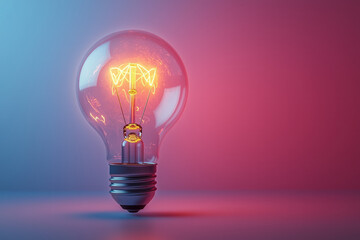 Poster - A lightbulb glowing brightly, symbolizing a new idea, isolated on a pastel backdrop,