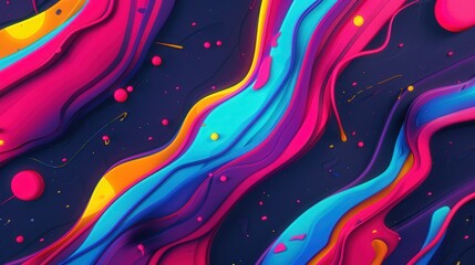 Canvas Print - neon burst abstract, a dynamic interplay of vivid neon hues against a deep canvas, creating an energ