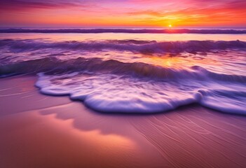 tranquil sunrise over gentle waves sandy shores vibrant colors dreamy horizon, beach, coastline, dawn, golden, ocean, paradise, reflection, relaxation