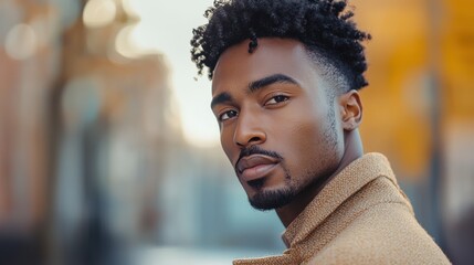 Man with Curly Hair in Urban Fashion