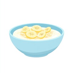 Sticker - A bowl of oatmeal topped with banana slices, representing a healthy breakfast option.