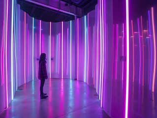 Sticker - Captivating Interactive Art Installation Harvesting Kinetic Energy through Dynamic Neon Lighting Displays