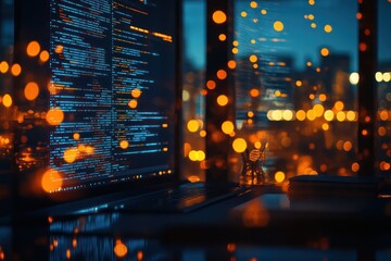 Wall Mural - laptop with code on screen