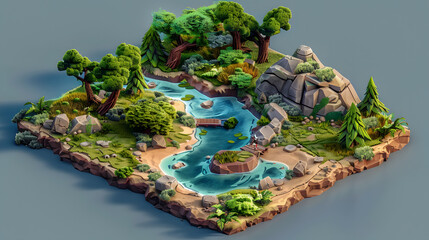swamp map isometric 3d