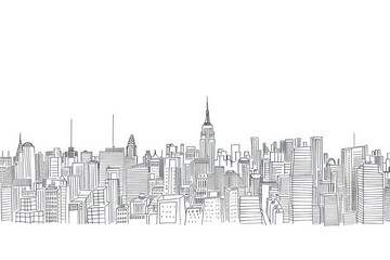 Wall Mural - New york city sketch metropolis drawing.