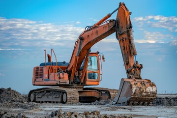 Canvas Print - Construction backhoe development demolition.