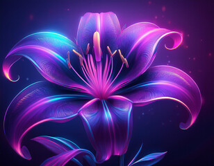 Wall Mural - Purple Lily Flower Closeup Illustration