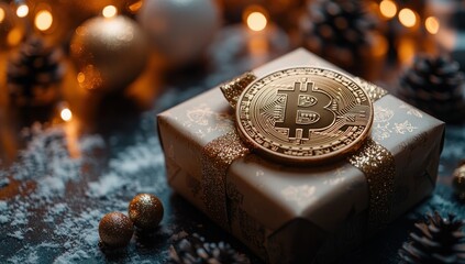 Wall Mural - Bitcoin Christmas Gift