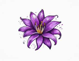 Wall Mural - Purple Lily Flower Closeup Illustration