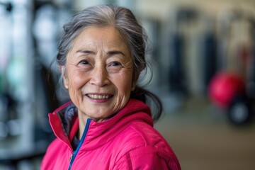 Poster - A happy woman wearing a bright pink jacket smiles directly at the camera