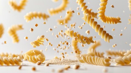 Poster - Fresh pasta falling from above, great for food or cooking concept images