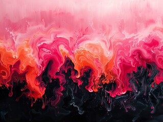 Canvas Print - Abstract Pink, Red, and Black Swirls - Modern Art Painting