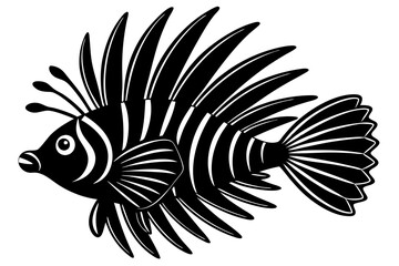 Wall Mural - lion fish black silhouette icon