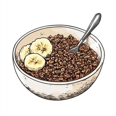 Wall Mural - A bowl of granola topped with banana slices, ready to be enjoyed as a nutritious breakfast.