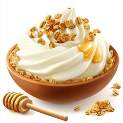 Wall Mural - A bowl of creamy yogurt topped with honey and granola, showcasing a healthy dessert option.