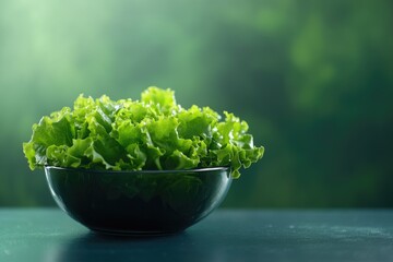 Poster - A bowl of crisp lettuce sits on a table, ready to be used in salads or as a garnish