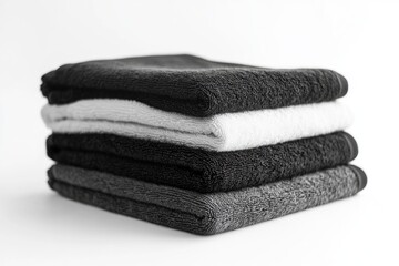 Canvas Print - A collection of towels stacked on top of each other, suitable for use in still life photography or as a prop in various settings