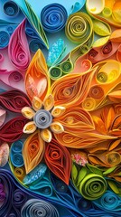 Sticker - Vibrant image of a beautiful quilling creation in the background 