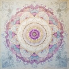Wall Mural - A serene mandala design featuring intricate patterns and soft pastel colors, perfect for meditation and relaxation.