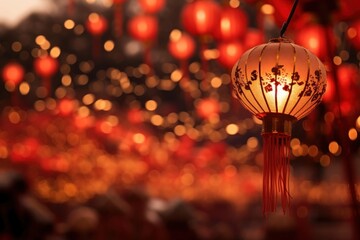 Canvas Print - Chinese new year festival lantern red. .