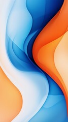 Wall Mural - Orange, blue, and white, three color gradients blend and distort the sense of lines 