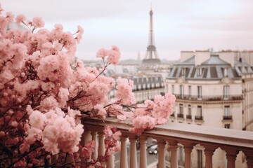 Canvas Print - City and flowers architecture cityscape building.